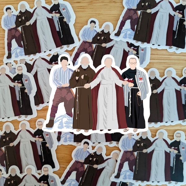 Male Saints Sticker: St. John Paul II, Bl. Pier Giorgio Frassati, St. Padre Pio, St. Maximilian Kolbe