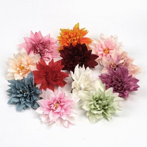Artificial Silk Dahlia Flowers Head - 4.72 inch - Assorted Colors For DIY Bouquets Wreath Wedding Party Home Corsages Decor Fake Flower