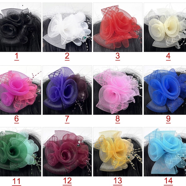 1-50PCS Fascinator Hat Tiare For Baby Shower Women's Tea Party Hairpin Church Hat Kentucky Derby Fancy Hat Wedding 18Color Corsage With Clip