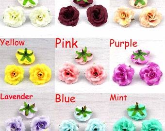 15Color 2" Artificial Silk Rose Flower Head in Bulk For Wedding Party Decoration DIY Wreath Home Hairclip Crown Corsage Decor Fake Flower