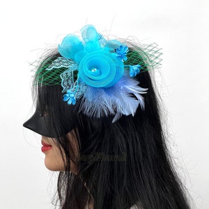 7.9Fascinators Hat Tiare /18Colors-Wedding Corsage / Feather Hairclip For Brial Shower Tea Party Deby / Event Mesh Brooch Accessories image 2