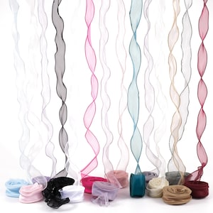 14Color Sheer Ribbon Mermaid Yarn Wide Chiffon Organza Ribbon Wire Edge Gift Wrapping Wedding Chair Cake Bouquets Decor Silk Ribbon
