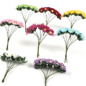 8 cores pequena margarida flor de seda artificial com fio 2/10 pacote para artesanato faça você mesmo coroa coroa corsage arranjo floral cartões decoração