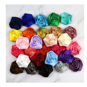 2/500 peças 2 "grande tecido de cetim rosas enroladas rosetas de cetim apliques fita de cetim flores faça você mesmo artesanato guarnição buquês de casamento decoração tecido flor