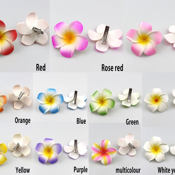 6cm Foam Hawaiian Frangipani Hairpin 2-500pcs Frangipani on Hair Clips Tropical Beach Wedding Party Decor Hair Accessory  Hairclip