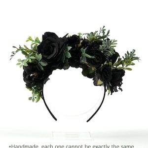 1PCS Black Flower Headband Artificial Silk Flower Crown Flower Headpiece Day of the Dead Hair Decor Hair Accessory