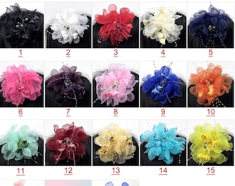 5.5'' Hairpin 1/50PCS Ascot Corsage / 16Colors For Party Birthday Prom Wedding Baby Shower Dress Decor Brooch Hairclip Pin Fascinator