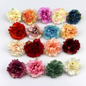 2/500 Uds 6cm cabeza de flor artificial de clavel de seda a granel cabeza de peonía falsa para boda decoración del hogar DIY guirnalda álbum de recortes basura diario artesanal