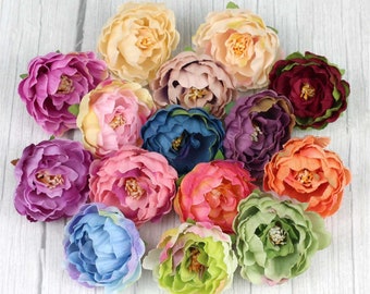 Two Ivory Peony Artificial Flower Heads
