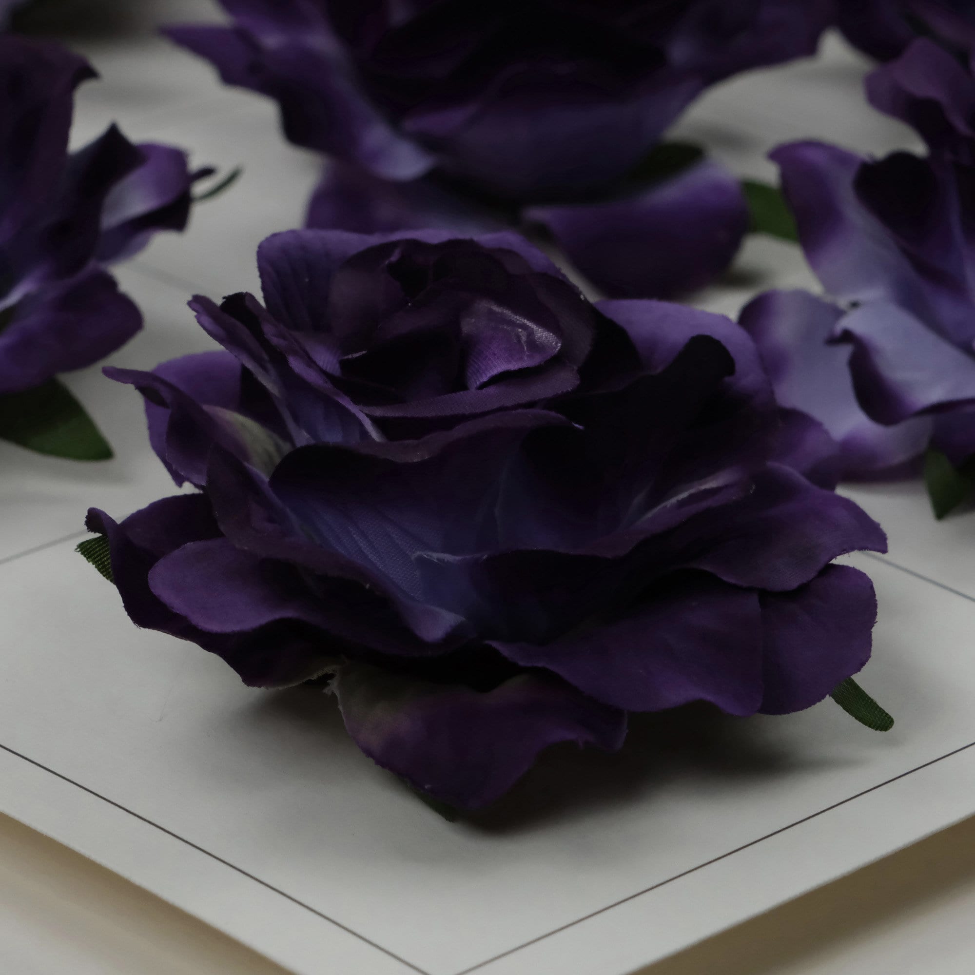Fake Purple Roses Dark Purple Rose Artificial Silk Flower Head / 10cm Fake Flower for DIY ...