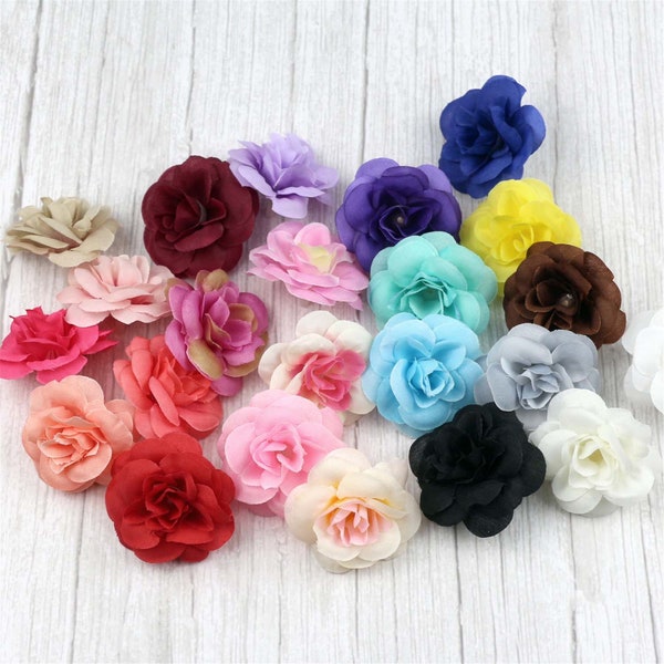 4cm tête de fleur en soie artificielle 2/500 pièces en gros fausse rose pour bricolage artisanat mariage maison guirlande couronne épingle à cheveux boîte cadeau décor fausse fleur