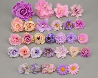 29Pcs Artificial Silk flower head Combo Set/Rose, peony,Hydrangea Fake Floral/DIY Craft Flower Kit For Bridal Wedding Baby Shower Decoration