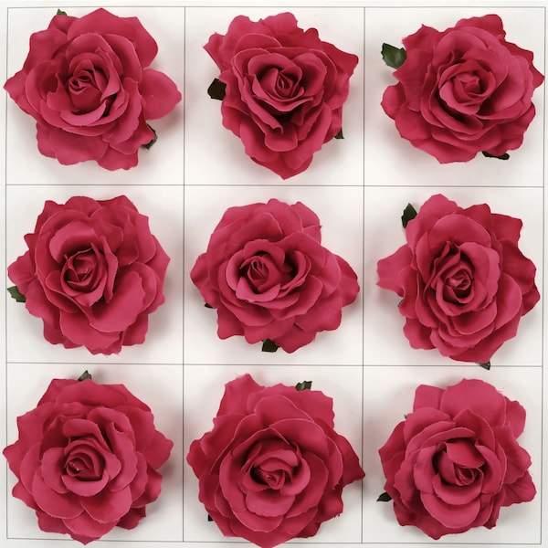 1/500P Rose Rouge Artificial Silk Flower Head 10cm Rose Red Rose For DIY Crafts Hat Corsage Hairpin Floral Wall Decor Fake Flower Accessory