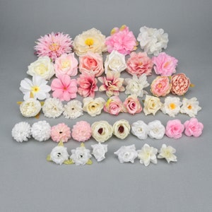 Set di 42 fiori artificiali in seta, rose, peonie, fiori finti all'ingrosso da 4,5-12 cm, kit fai da te per decorazioni di matrimoni e baby shower.