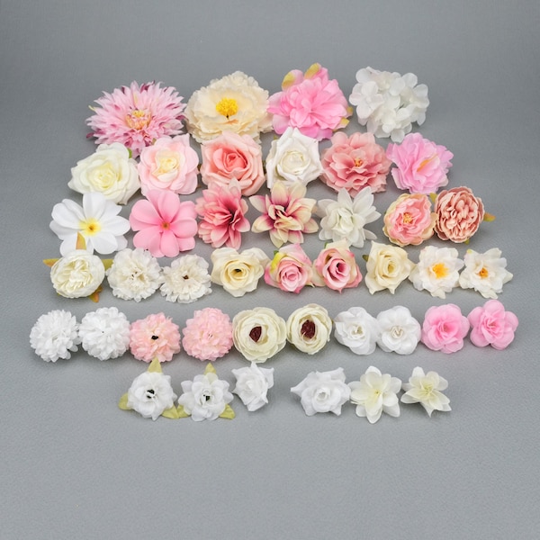 42Pcs Silk Artificial flower heads Combo Set/4.5-12cm Rose,Peony,bulk Fake Flowers/DIY Craft Flower Kit For Wedding Baby Shower Decoration