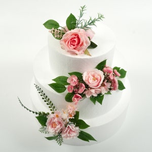 Artificial Silk Flower Cake Topper 3Design Cake Arrangement Flower DIY Cake Decor For Party Wedding Decor Pink Cake Flower