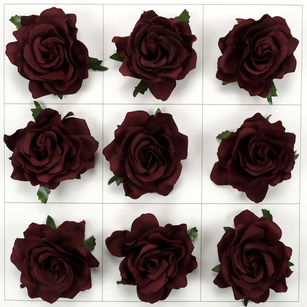 3.94'' Burgundy Artificial Silk Flower Head / 10cm Fake Flower Head For DIY Crafts Corsage Fascinator Hat Hairclip Corsage Decor Accessory