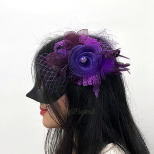7.9Fascinators Hat Tiare /18Colors-Wedding Corsage / Feather Hairclip For Brial Shower Tea Party Deby / Event Mesh Brooch Accessories image 5