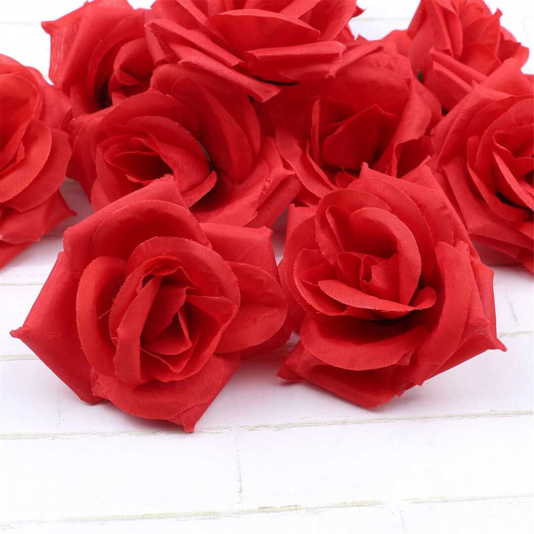 2/500pcs 8cm Red Rose Flower Heads in Bulk Silk Artificial Rose Flower