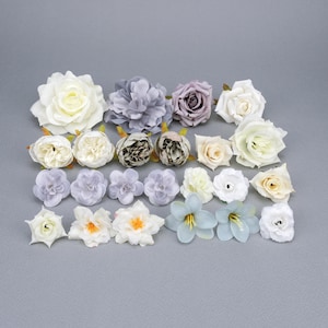 23Pcs Mixed Style Artificial Flower Head/4.5-12cm Bulk Simulation Silk Flowers Combo Set/for Baby Shower Wedding Decorations fake flowers