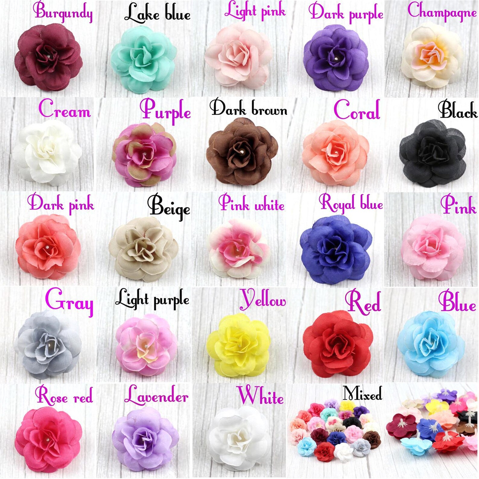 2/500pcs 24 Color Rose Silk Artificial Flower Head in Bulk Etsy