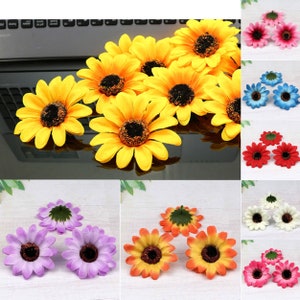 1/500Pcs 3" Artificial Sunflower flower heads Silk Sunflower Simulation flower head Bulk Daisy Flowers For DIY Crafts Hair Clips Fake flower