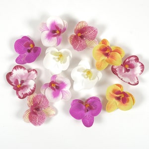 2-200 pièces tête de fleur artificielle 2.36 '' fausse orchidée 6 couleurs petit phalaenopsis pour bricolage artisanat bouquet pince à cheveux corsage robe décor fausse fleur image 1