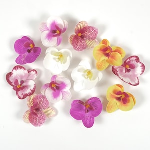 2-200PCS Artificial Flower Head 2.36‘’ Fake Orchid 6Colors Small Phalaenopsis For DIY Craft Bouquet Hairclip Corsage Dress Decor Faux Flower