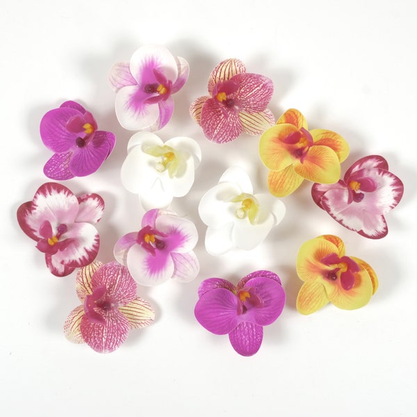 2-200PCS Artificial Flower Head 2.36‘’ Fake Orchid 6Colors Small Phalaenopsis For DIY Craft Bouquet Hairclip Corsage Dress Decor Faux Flower