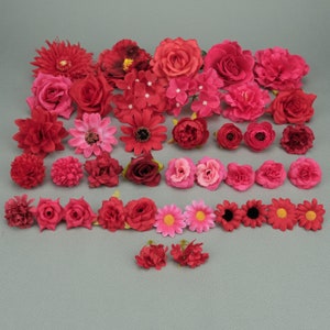 39Pcs Artificial flower Combo Set/4-13cm Bulk Silk Flower Head/ Mixing Style Fake Flower for Wedding Bouquets Centerpieces Baby Shower Decor