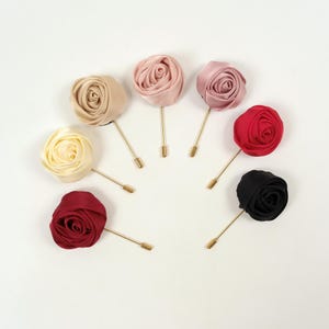 7 Color Pick Flower Lapel Pin -Satin multi-layered rose floral Lapel Pin Wedding Lapel Pin Men Lapel Pin Lapel Flower - Wedding Boutonniere