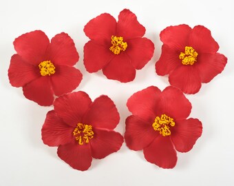 Red Flower Hair Clips for Women 3.54inch Red Hawaiian Foam Frangipani Hairpin Hibiscus Hair Clips Women Hawaii Tropical Party Bridal Decor