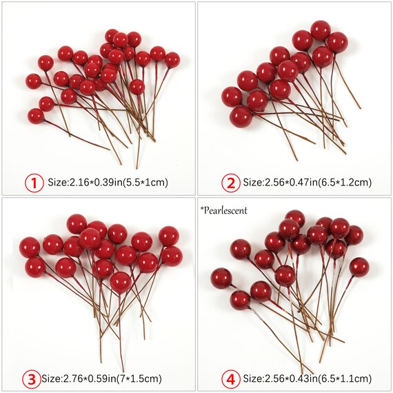 20 Branches Baies Rouges Artificielles Pour Déco Noël - 18 Cm, Soie Et Fil, DIY Sapin, Couronne