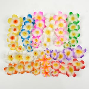 2-100Pcs Foam Hawaiian Frangipani Head 5/6/7/8/9cm Artificial Plumeria Flower Hawaiian Egg Flower For Hat Wreath Floral DIY Tropical Flower
