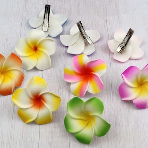 50pcs 5/6/9cm Foam Frangipani Hairclip Artificial Plumeria Hawaiian Fake Flower Plumeria Egg For Beach Wedding Party Hair Decor