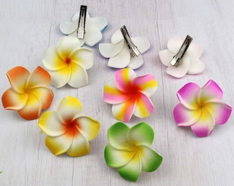 50pcs 5/6/9cm Foam Frangipani Hairclip Artificial Plumeria Hawaiian Fake Flower Plumeria Egg For Beach Wedding Party Hair Decor