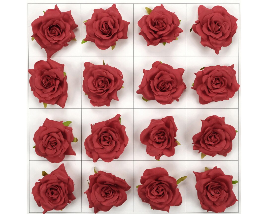 3'' Artificial Silk Flower Head / Red Rose for DIY Etsy