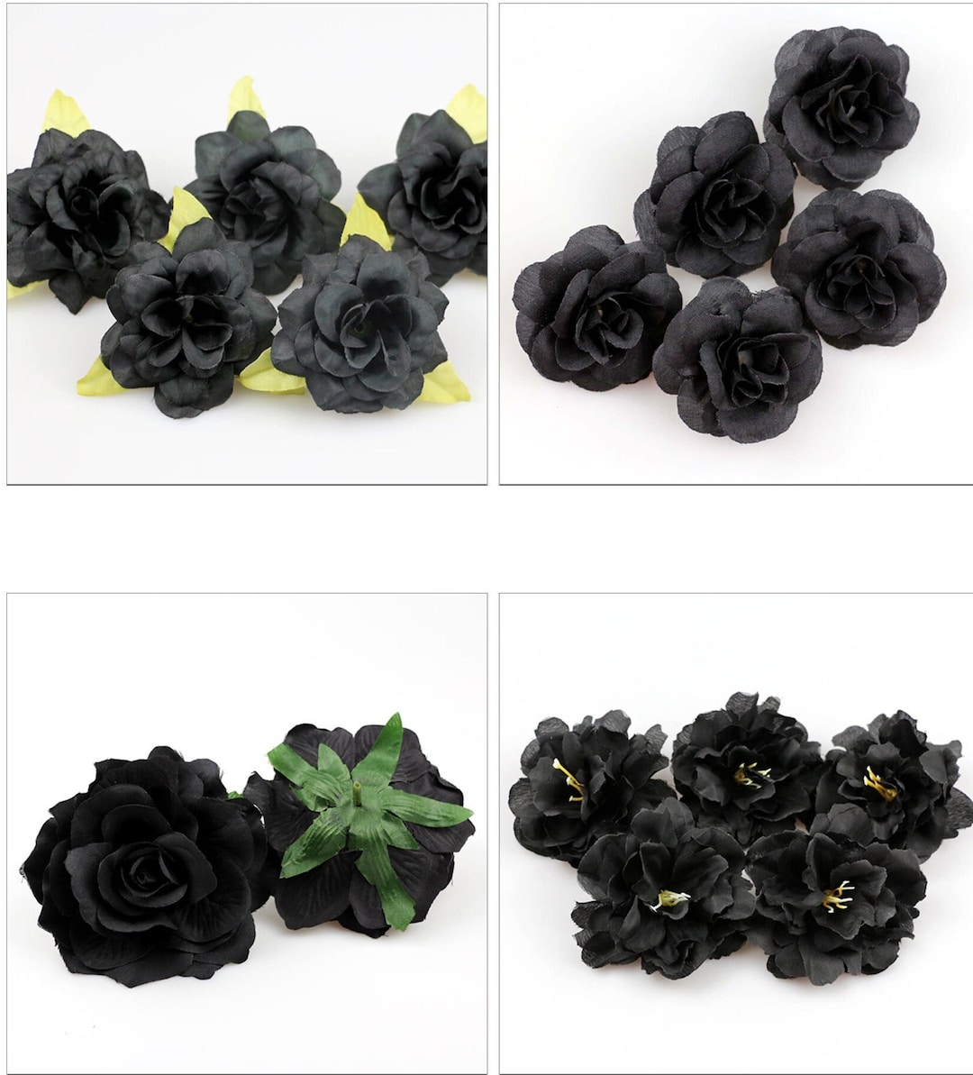 10-100PCS Black Artificial Silk Flower Heads / Fake Rose Peony Head for ...