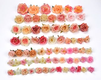 Artificial Silk Flower Head Rose Combo 70Pcs/Pack For DIY Ornament Kit Project Graduation Cap Bridal Shower Centerpiece Decor Fake Flower