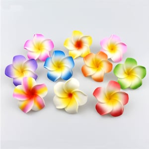 1.9" Artificial Hawaiian Flower Head Fake Frangipani Foam Plumeria  Fake Flower Egg Flower Ear Flower For Beach Wedding Party Decor 5/100P