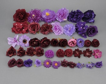 44 pièces ensemble combiné de fleurs artificielles/4-13 cm fleurs de pivoine rose tête fleurs en soie/fausses fleurs en vrac pour la décoration de la maison de mariage bricolage à la main