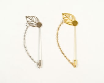 5/100Pc Brooch Pins With leaves - Blank Tray Lapel Pin Stick Craft Lapel Safety Brooch Pin Needle for DIY Costume Jewelry Making Accessories