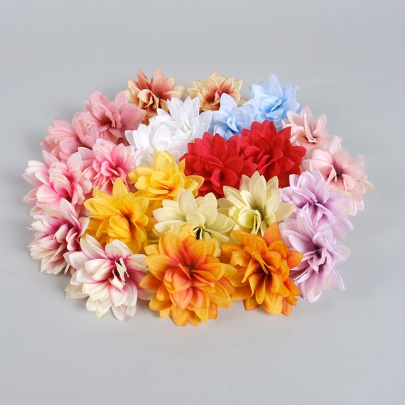 3"Silk Artificial Flowers 1-500pcs Artificial Silk Dahlia Head Wedding Fake Flower Head DIY Wreath Making Party Wreath  Decor Accessories
