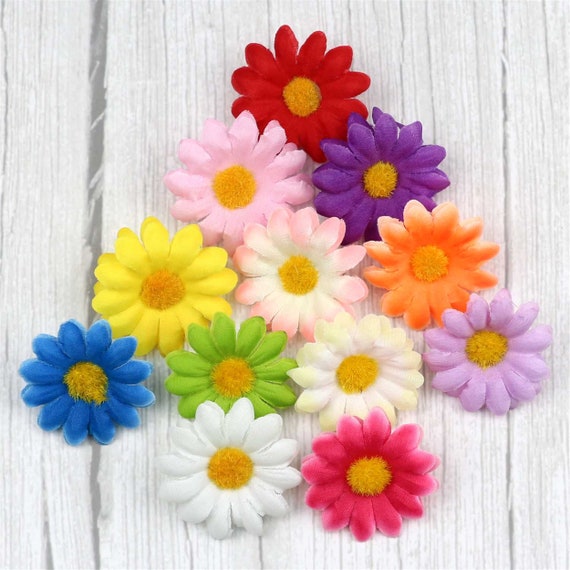 12 margherite viola artificiali - Fiori artificiali, fiori di seta, corona di fiori, accessori per capelli, ghirlanda, tutù, catena di margherite, alone, matrimonio - Italia