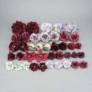 40Pcs Artificial flower heads Combo Set/4-12cm Rose,Peony,Silk flower,Bulk Fake flowers for Handmade DIY Wedding Home Decoration Accessories