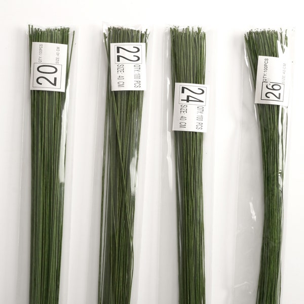 100 pièces calibre 20-26 vert tige florale fil papier enveloppé fleur artificielle pôle/tige gâteau Toper guirlande cheveux couronne décor accessoires