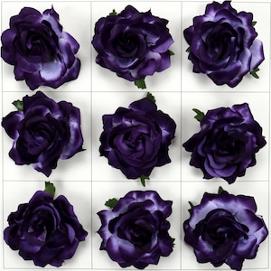 Dark Purple Rose Artificial Silk Flower Head / 10cm Fake Flower For DIY Crafts Party Centerpiece - Floral Cake Topper Hanging Floral Decor