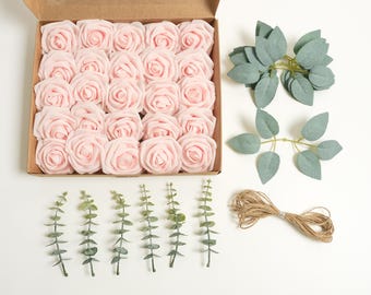 Schuim kunstbloemen 25 stuks sneeuwknop rozen decor met stelen - echte aanraking rozen voor doe-het-zelf bruidsboeketten centerpieces vrijgezellenfeest feestdecor
