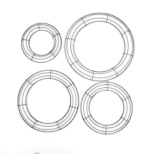 4Size 1/10PCS Round Metal Wreath Frame Green Wire Wreath Frame For DIY Xmas Wall Decor Table Candlestick Making Wire Frame Candle Holder