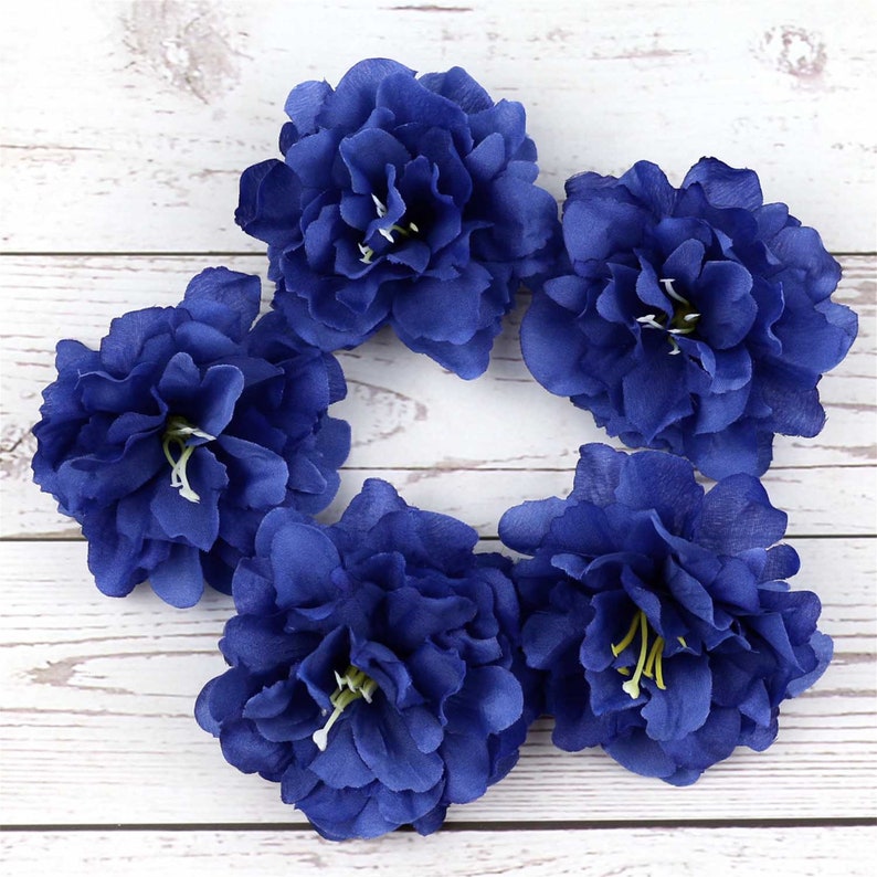 Royal Blue 3 Fake Flower Heads in Bulk Wholesale Silk - Etsy